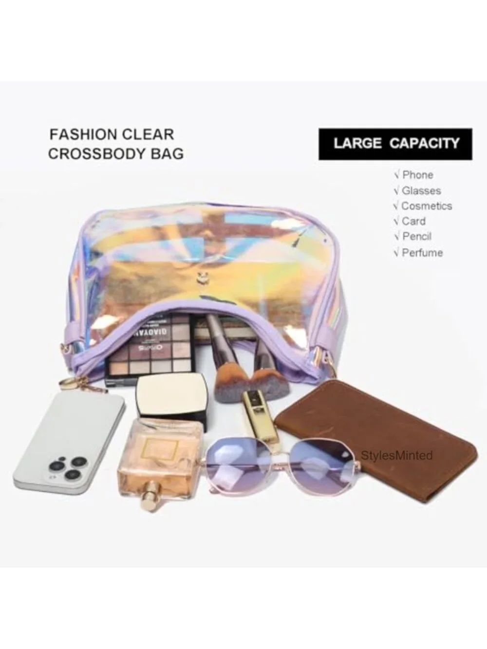 Clear TPU Stadium-Approved Hobo Crossbody Bag with Detachable Straps